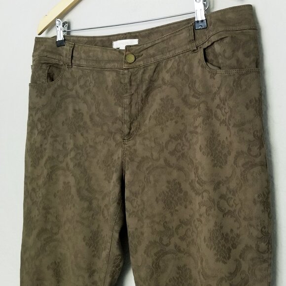 Chico's Jacquard 5 Pocket Ankle Pants in Sherwood Olive Women's 2.5 US 14 Green - Picture 15 of 16